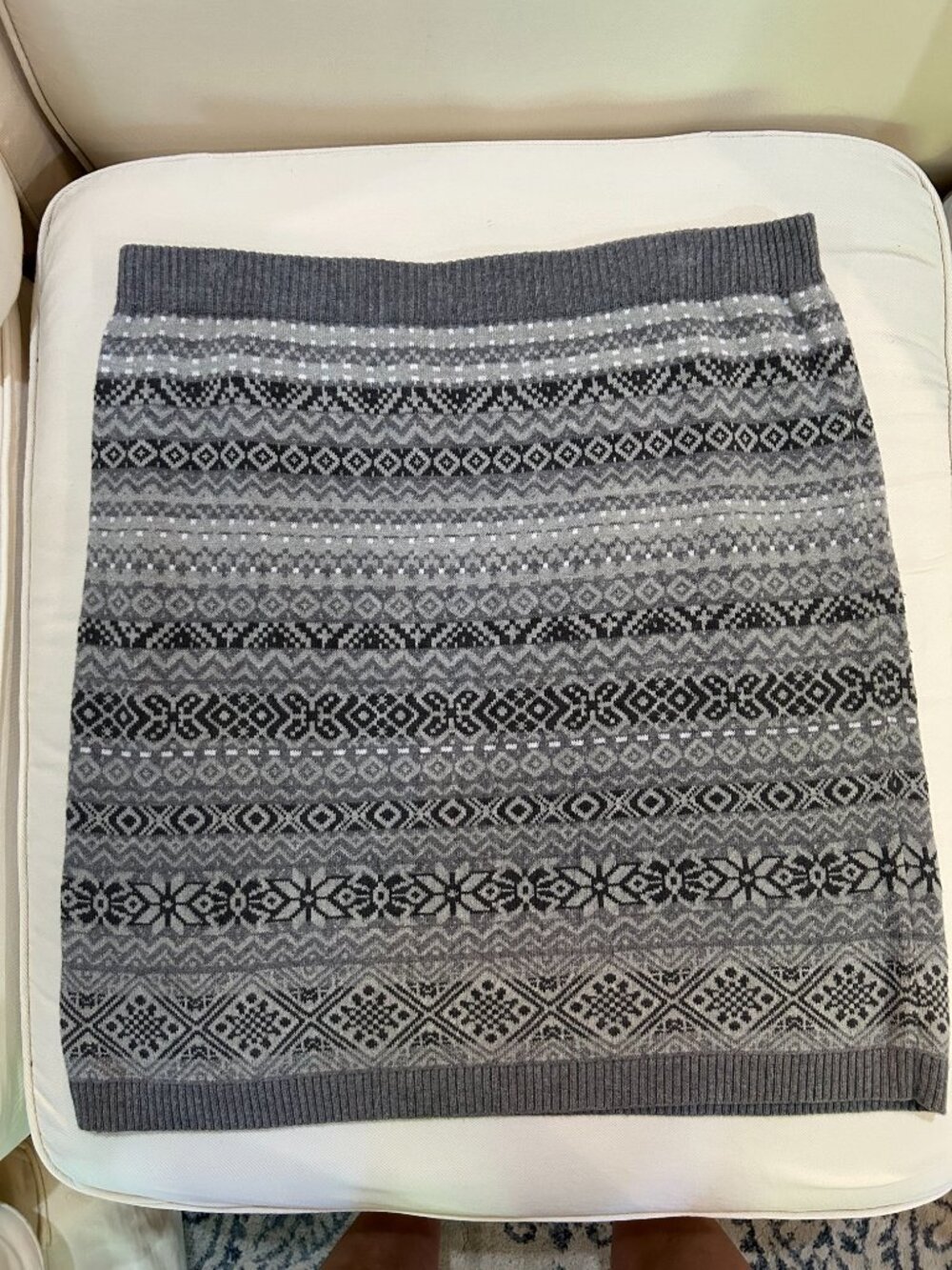 J. Hill Fair Isle Knit White/Gray/Black Skirt M - Picture 2 of 5